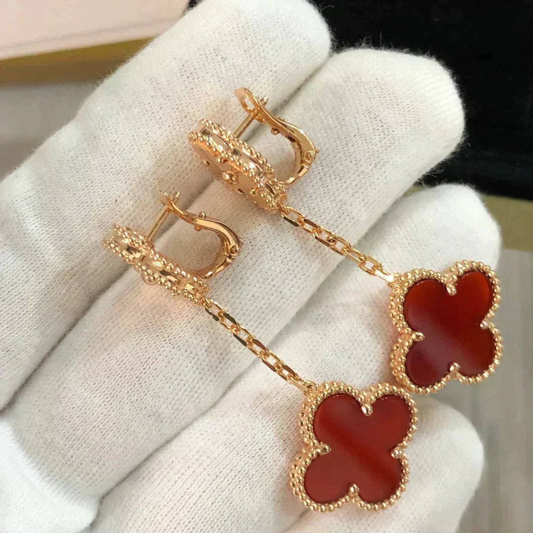 Mystic CLOVER 2 MOTIF LASER CARNELIAN EARRINGS