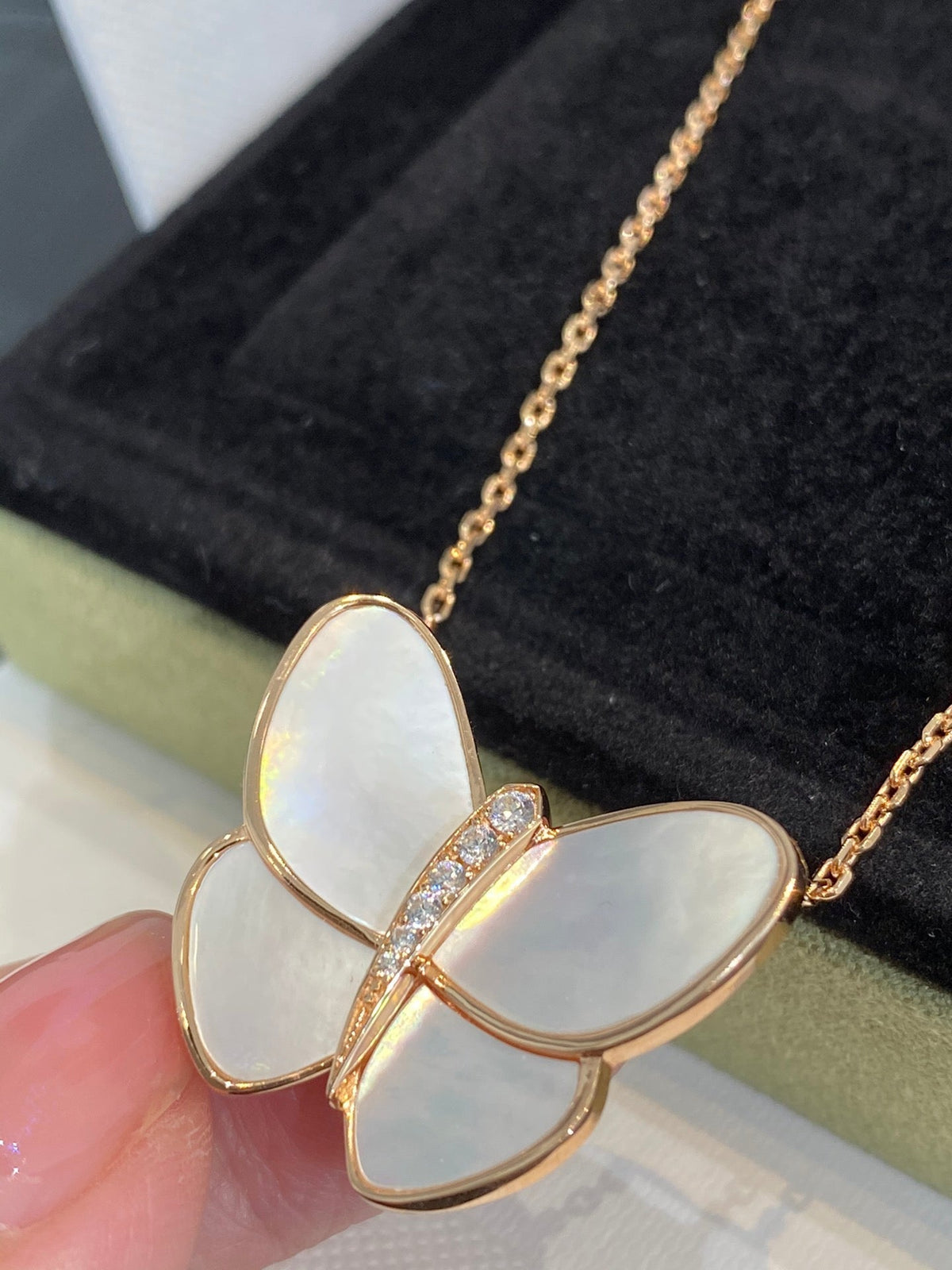 Mystic BUTTERFLY GOLD MOP DIAMOND NECKLACE