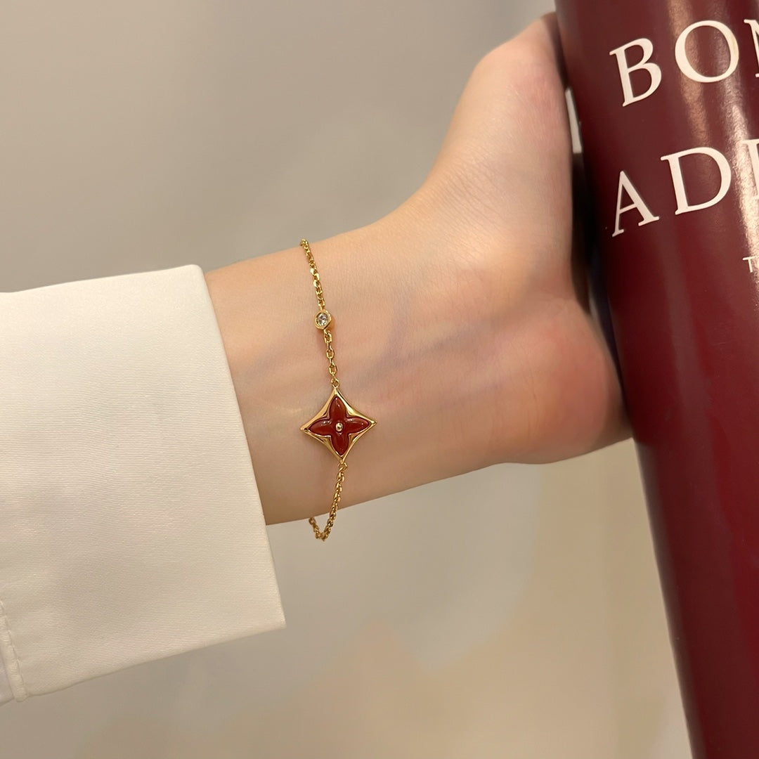 Mystic COLOR STAR CARNELIAN PINK GOLD DIAMOND BRACELET