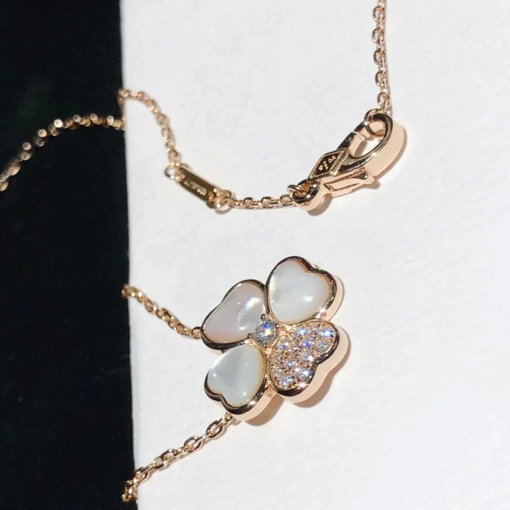 Mystic CLOVER MOP DIAMOND ROSE GOLD NECKLACE
