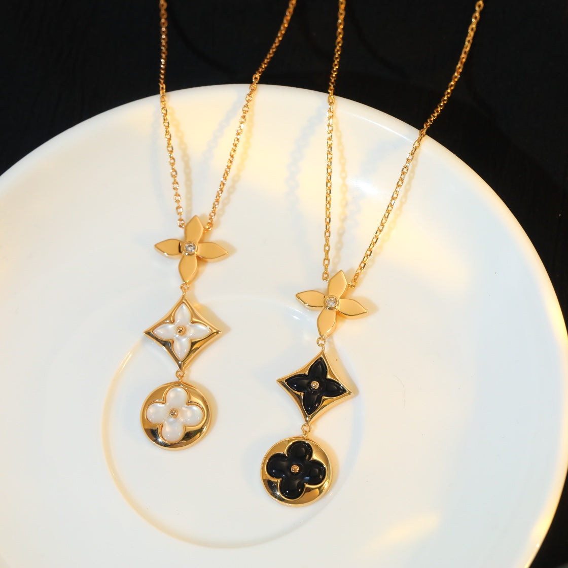 Mystic STAR AND SUN ONYX PINK GOLD NECKLACE