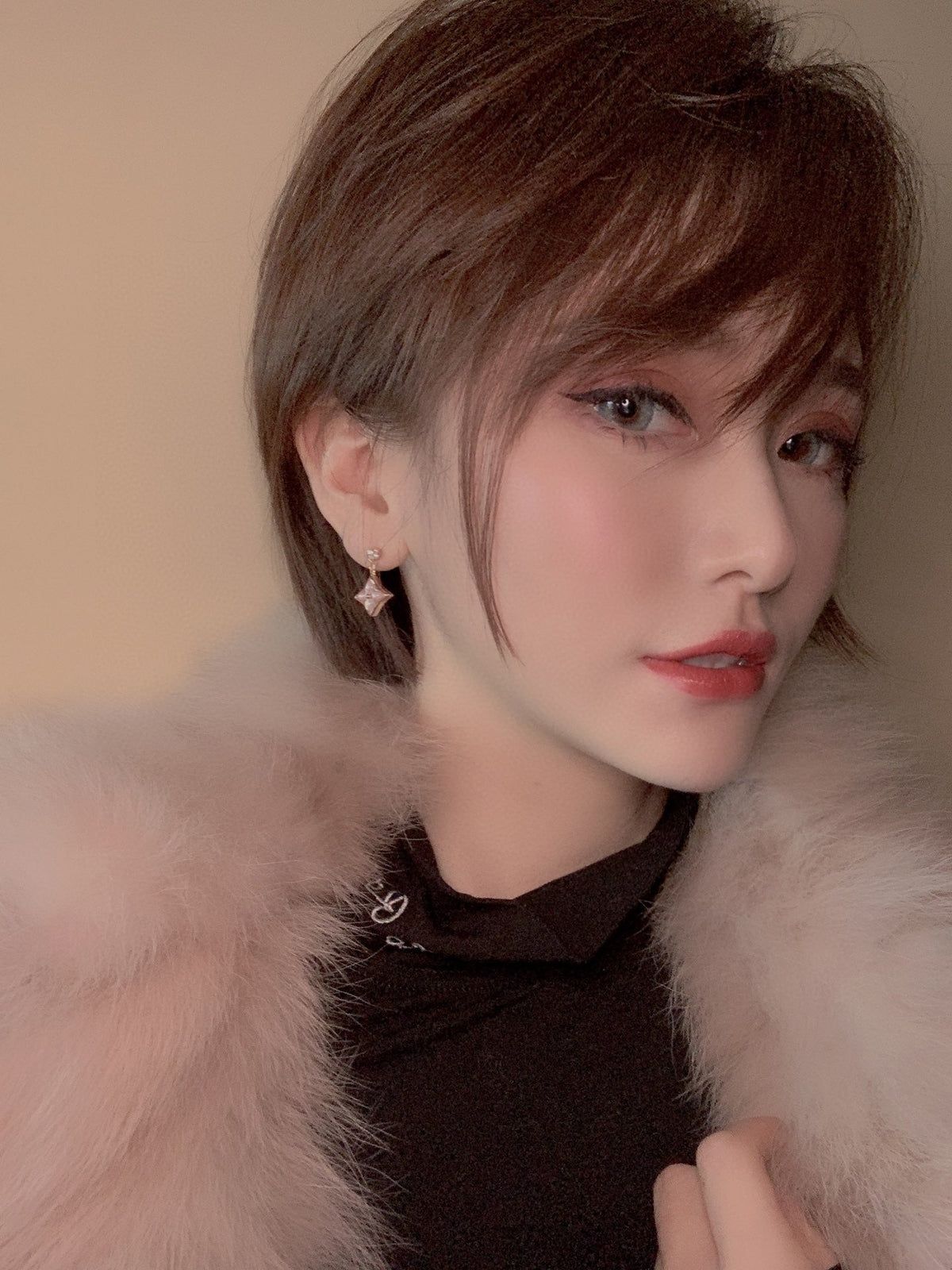 Mystic DOUBLE STAR PINK GOLD MOP DROP EARRINGS