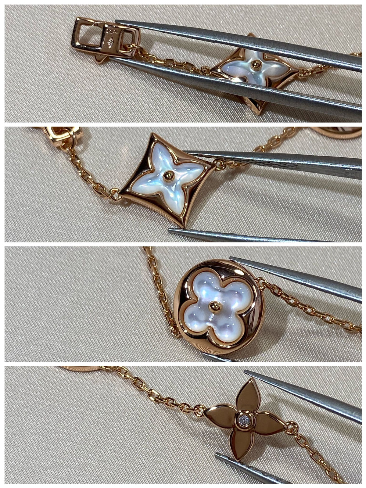 Mystic STAR AND SUN 5 MOTIF MOP PINK GOLD BRACELET