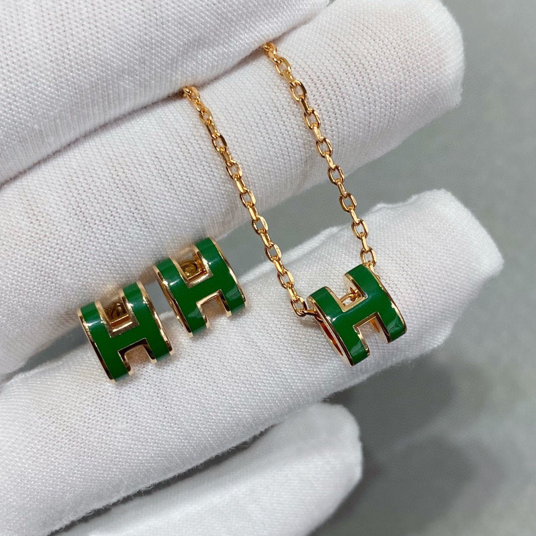 Mystic POP H GREEN NECKLACE SILVER AND GOLD
