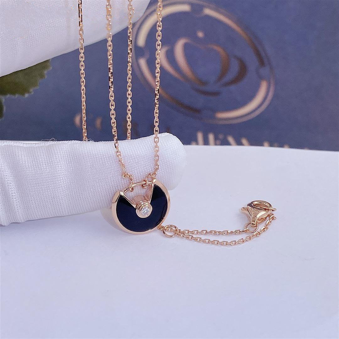Mystic AMULETTE ROSE GOLD ONYX NECKLACE