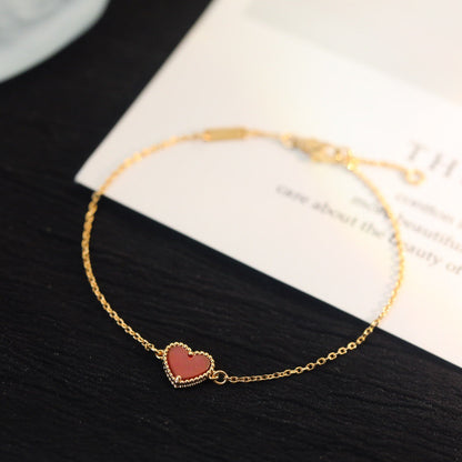 Mystic HEART-SHAPED  CARNELIAN SINGLE FLOWER BRACELET