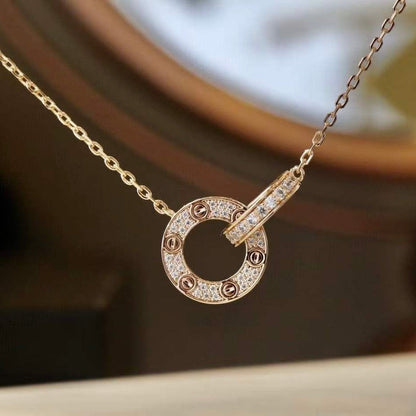 Mystic LOVE 7.6MM NECKLACE ROSE GOLD AND SILVER  FULL DIAMOND