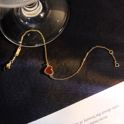 Mystic HEART-SHAPED  CARNELIAN SINGLE FLOWER BRACELET