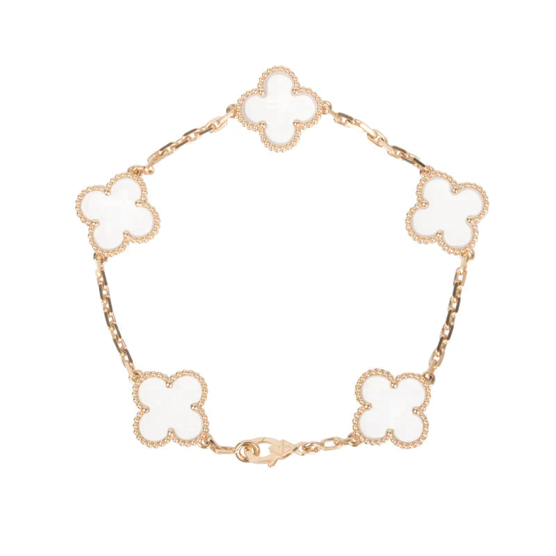 [Mystic ]New CLOVER 5 MOTIF ROCK CRYSTAL BRACELET