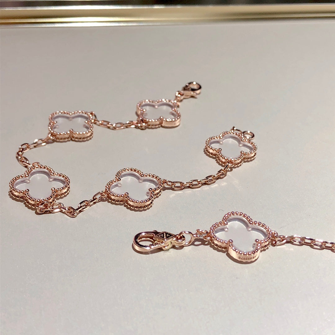 [Mystic ]New CLOVER 5 MOTIF ROCK CRYSTAL BRACELET