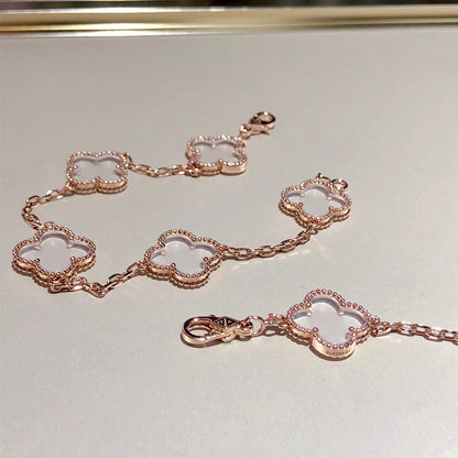 [Mystic ]New CLOVER 5 MOTIF ROCK CRYSTAL BRACELET