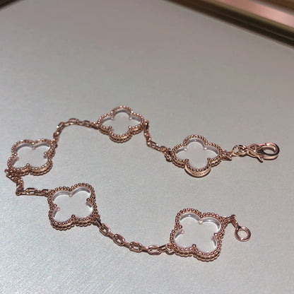 [Mystic ]New CLOVER 5 MOTIF ROCK CRYSTAL BRACELET