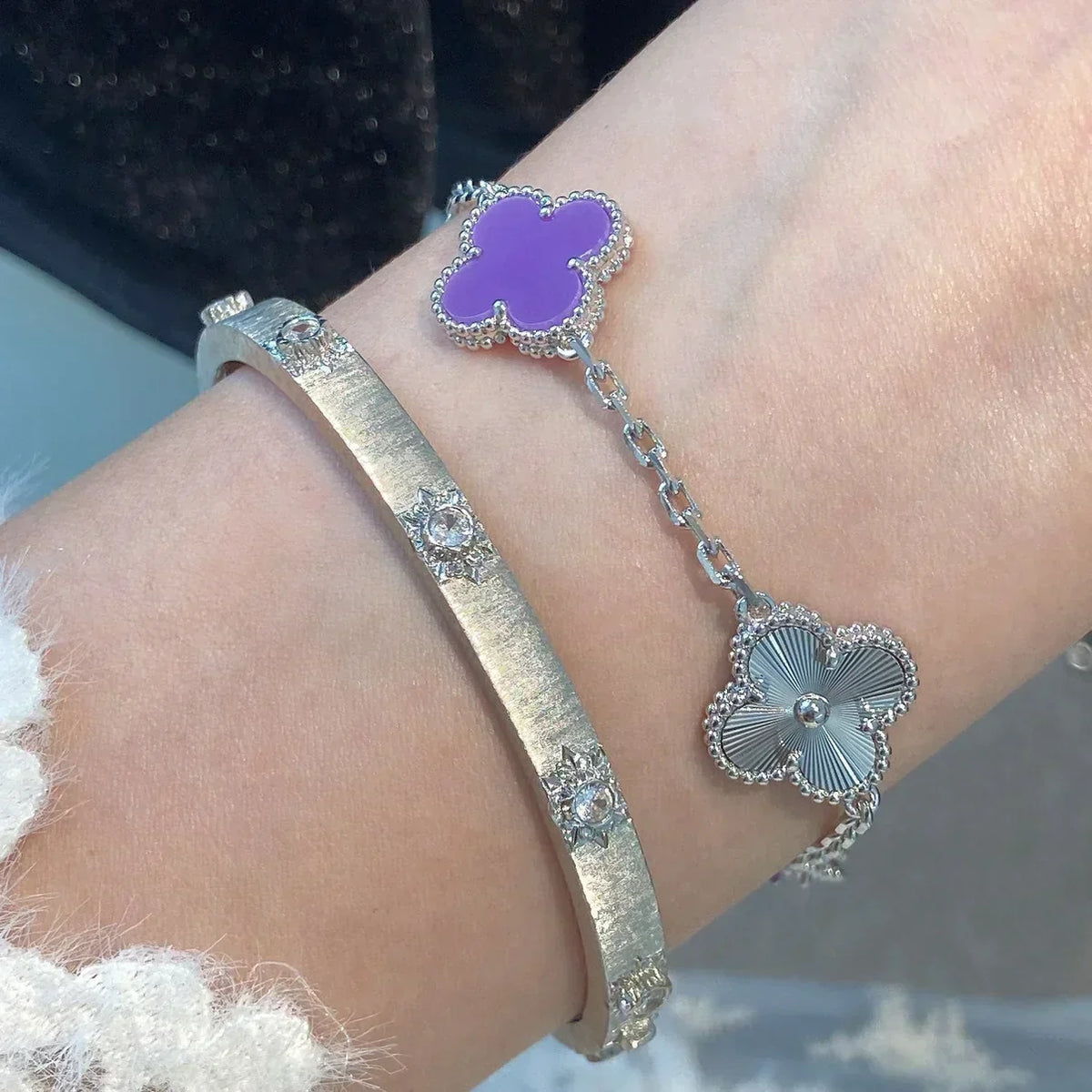 [Mystic ]New  CLOVER 5 MOTIF VIOLET BRACELET COLLECTION