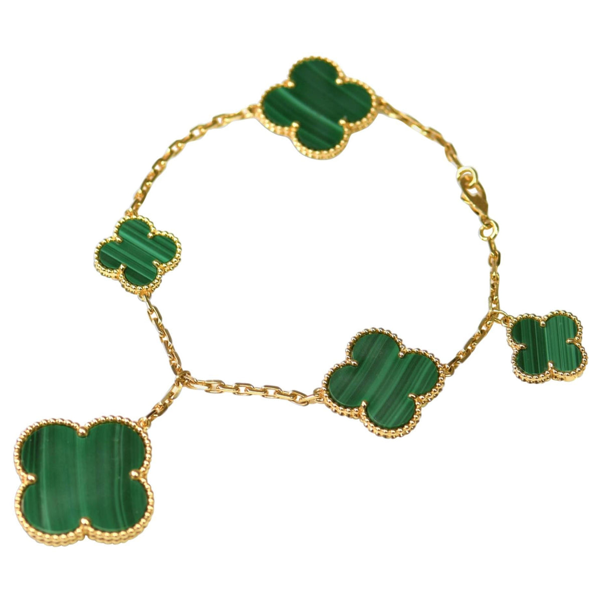 Mystic MAGIC CLOVER MALACHITE GOLD BRACELET 5 MOTIFS