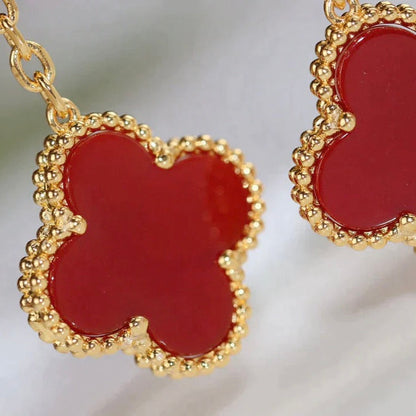 Mystic CLOVER  2 MOTIF  TIGER EYE CARNELIAN EARRINGS