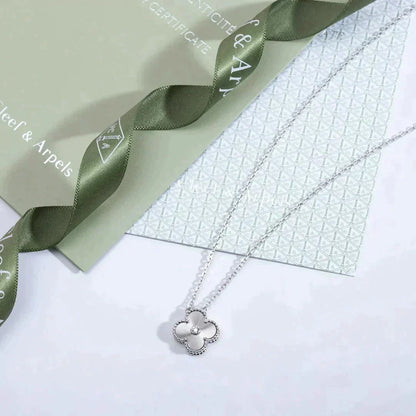 Mystic CLOVER  15MM DIAMOND LASER NECKLACE SILVER