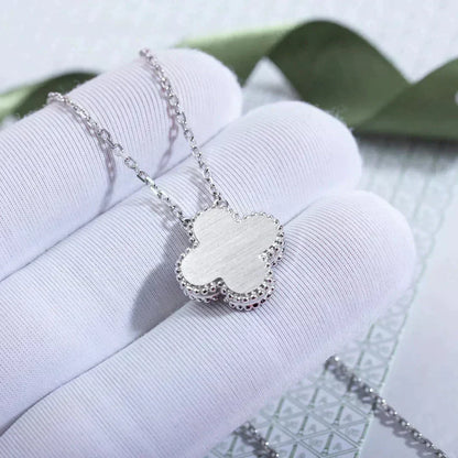 Mystic CLOVER  15MM DIAMOND LASER NECKLACE SILVER