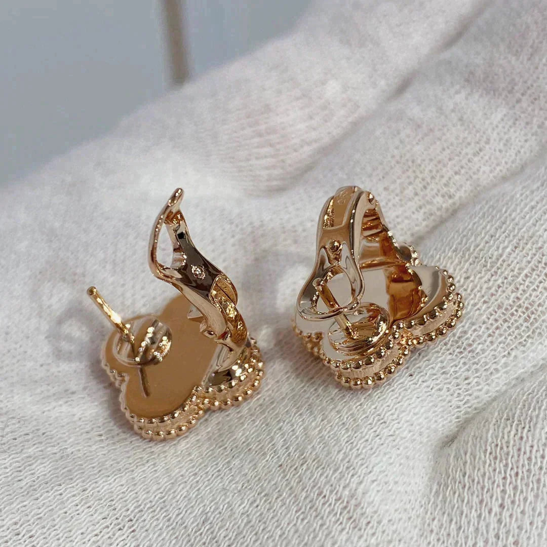 Mystic CLOVER MEDIUM 1 MOTIFS CARNELIAN  DIAMOND earrings
