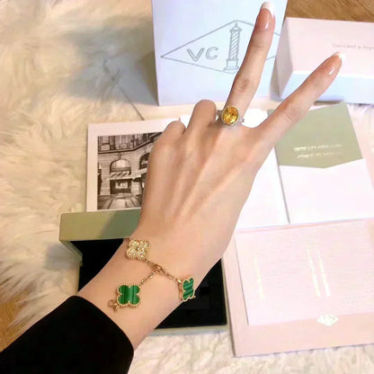 [Mystic ]New  CLOVER 5 MOTIF MALACHITE BRACELET COLLECTION