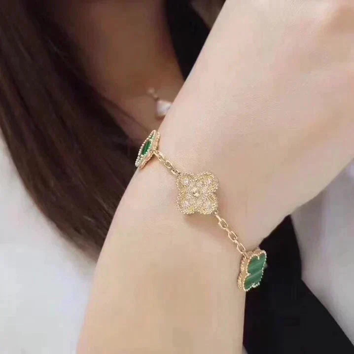 [Mystic ]New  CLOVER 5 MOTIF MALACHITE BRACELET COLLECTION