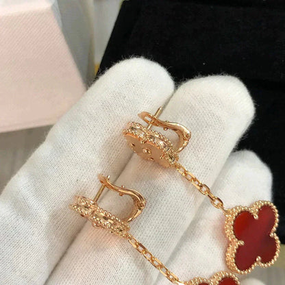 Mystic CLOVER 2 MOTIF  LASER CARNELIAN EARRINGS