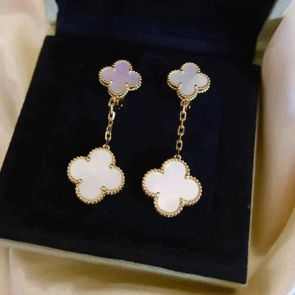 Mystic CLOVER 2 MOTIF WHITE MOP EARRINGS