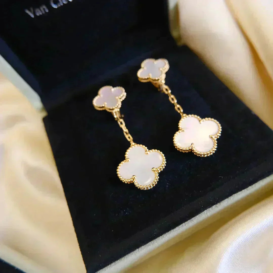 Mystic CLOVER 2 MOTIF WHITE MOP EARRINGS