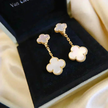 Mystic CLOVER 2 MOTIF WHITE MOP EARRINGS