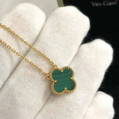 Mystic CLOVER 15MM MALACHITE SINGLE FLOWER  NECKLACE