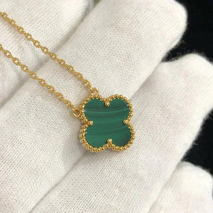 Mystic CLOVER 15MM MALACHITE SINGLE FLOWER  NECKLACE