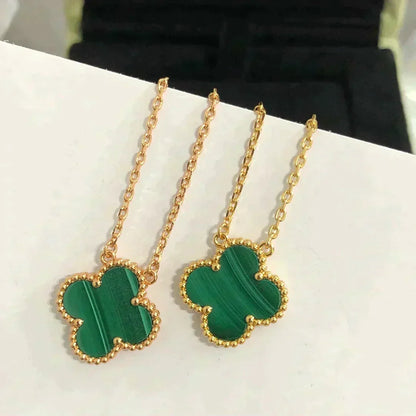 Mystic CLOVER 15MM MALACHITE SINGLE FLOWER  NECKLACE