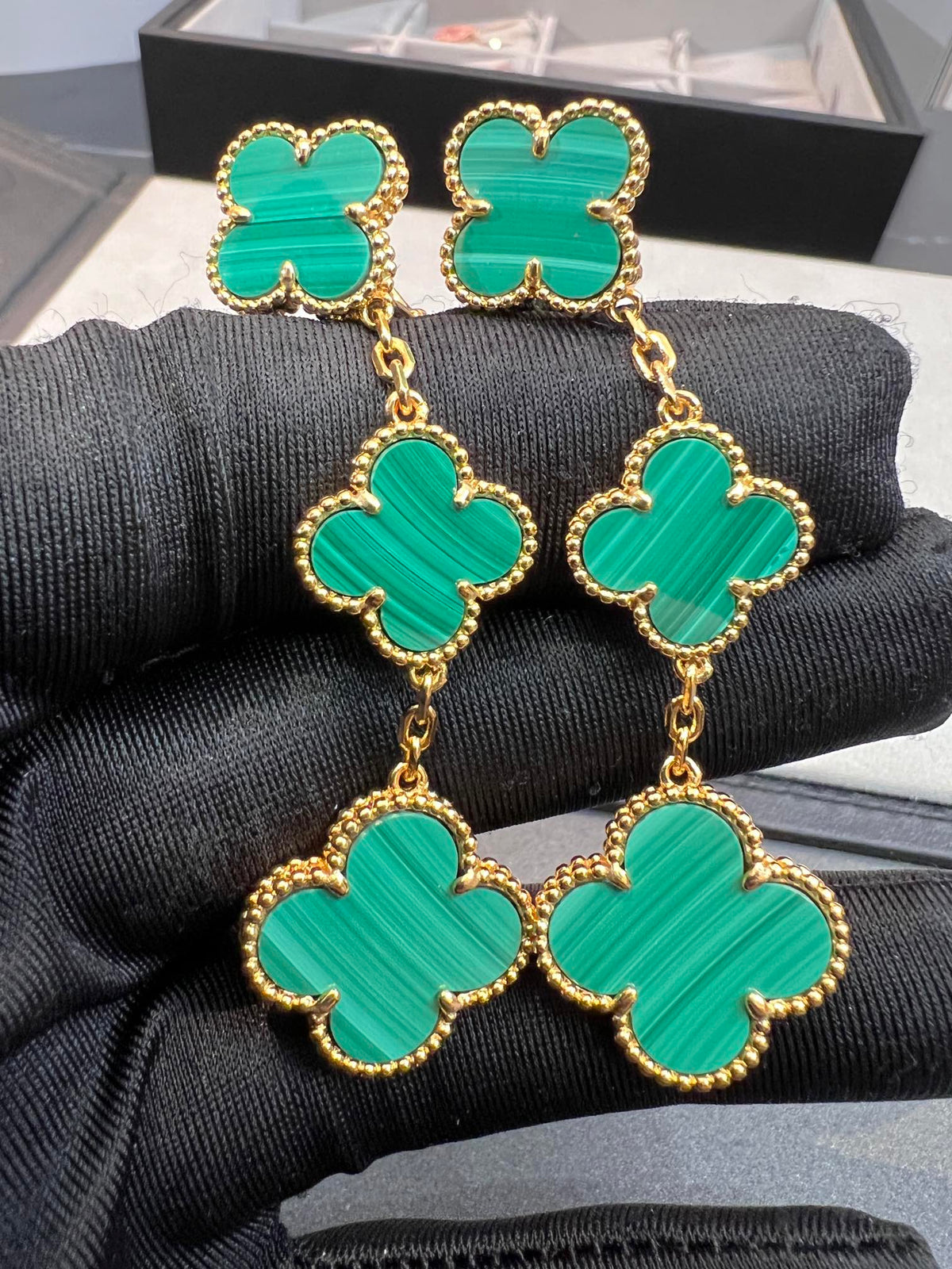 Mystic CLOVER MALACHITE 3 MOTIFS GOLD