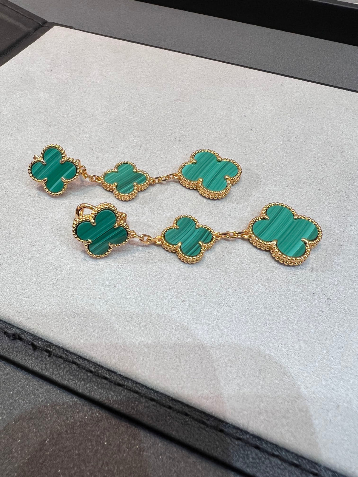 Mystic CLOVER MALACHITE 3 MOTIFS GOLD