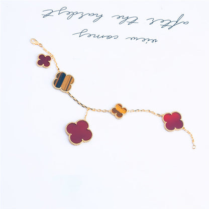 Mystic CLOVER BRACELET 5 MOTIFS CARNELIAN TIGER EYE