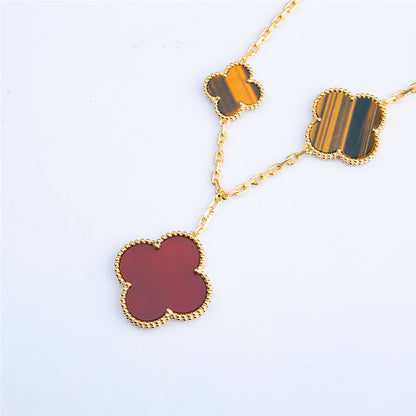 Mystic CLOVER BRACELET 5 MOTIFS CARNELIAN TIGER EYE