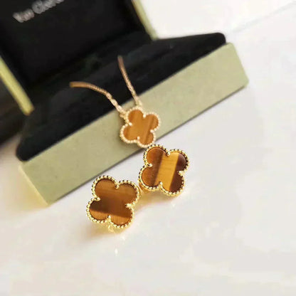 Mystic CLOVER MEDIUM 1 MOTIFS TIGER EYE EARRINGS