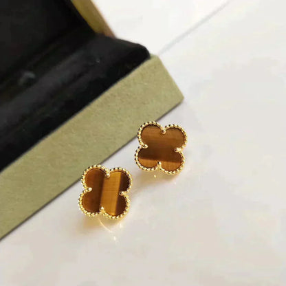 Mystic CLOVER MEDIUM 1 MOTIFS TIGER EYE EARRINGS