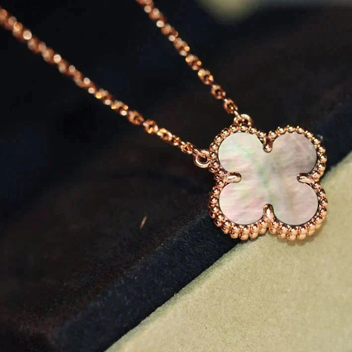 Mystic CLOVER 15MM  GRAY MOTHER OF PEARL NECKLACE