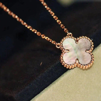 Mystic CLOVER 15MM  GRAY MOTHER OF PEARL NECKLACE