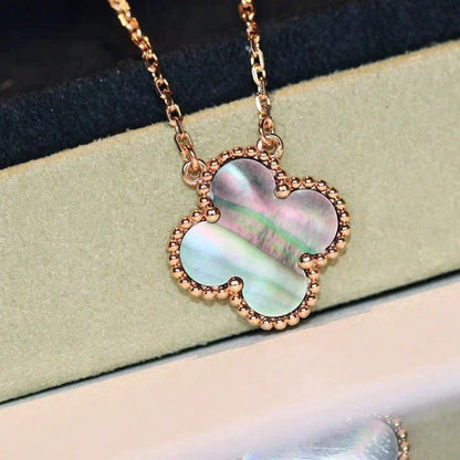 Mystic CLOVER 15MM  GRAY MOTHER OF PEARL NECKLACE