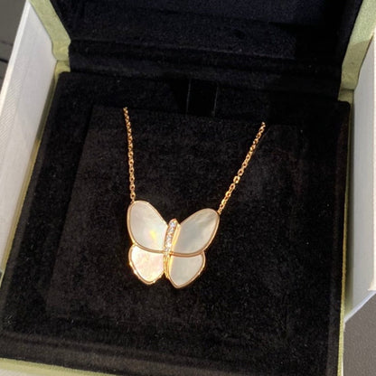 Mystic BUTTERFLY GOLD MOP DIAMOND NECKLACE