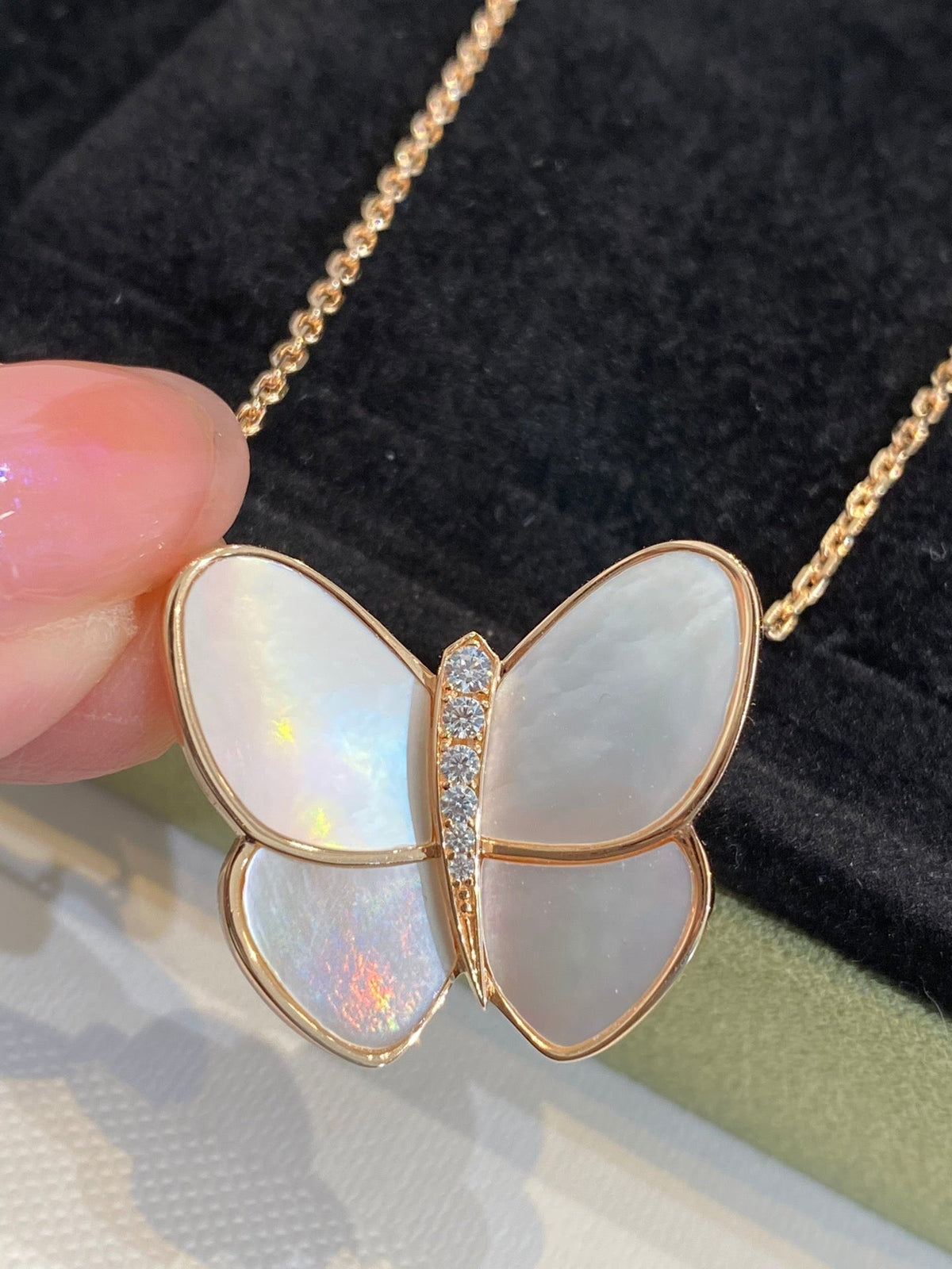 Mystic BUTTERFLY GOLD MOP DIAMOND NECKLACE