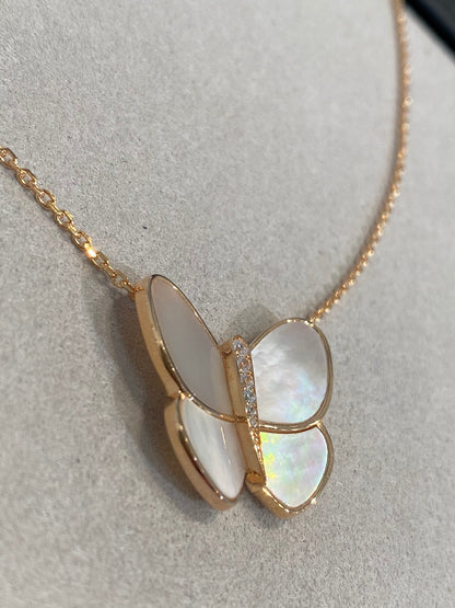 Mystic BUTTERFLY GOLD MOP DIAMOND NECKLACE