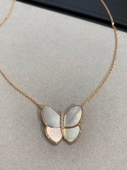 Mystic BUTTERFLY GOLD MOP DIAMOND NECKLACE