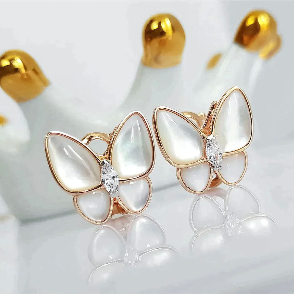 Mystic BUTTERFLY MOP DIAMOND EARRINGS
