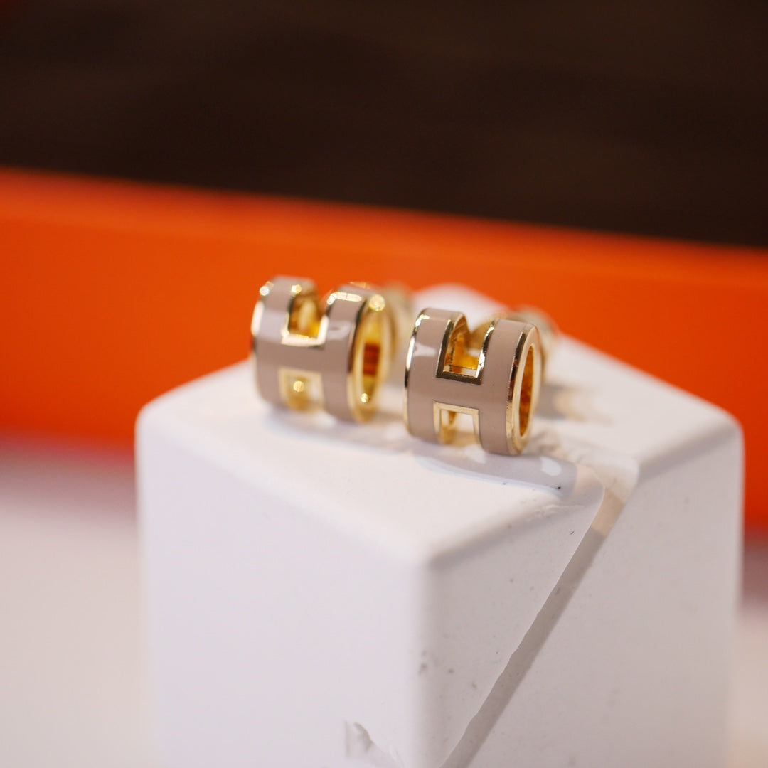 Mystic MINI POP H GOLD EARRINGS GREY
