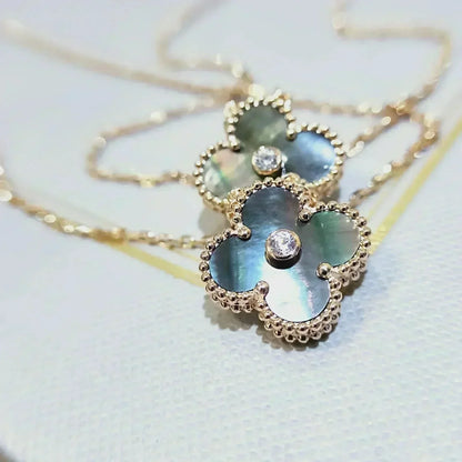 Mystic CLOVER 15MM DIAMOND AND MOTHER-OF-GREY NECKLACE