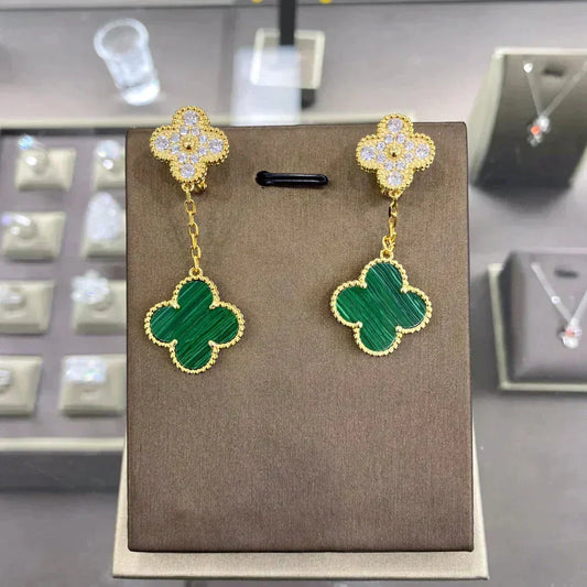 Mystic CLOVER  2 MOTIFS  DIAMOND  EARRINGS (MULTIPLE CHOICESç´
