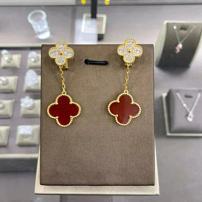 Mystic CLOVER  2 MOTIFS  DIAMOND  EARRINGS (MULTIPLE CHOICESç´