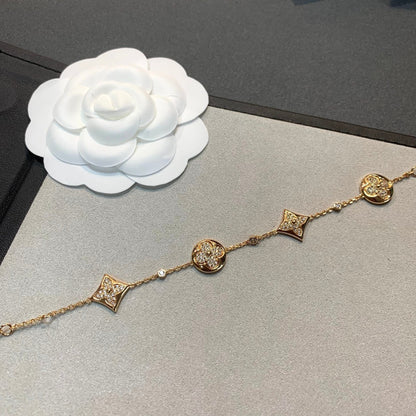 Mystic STAR AND SUN 4 MOTIFS GOLD DIAMONDS BRACELET